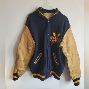 1980s UW Husky Crew Rowing Boat Team Varsity Leather Jacket Mens XL